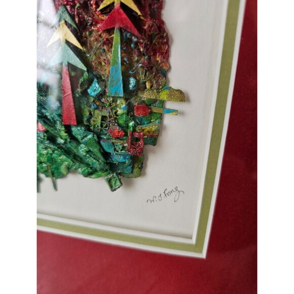 W. J. Fang Xmas tree painting art unique three-dimensional diorama - Picture 3 of 8